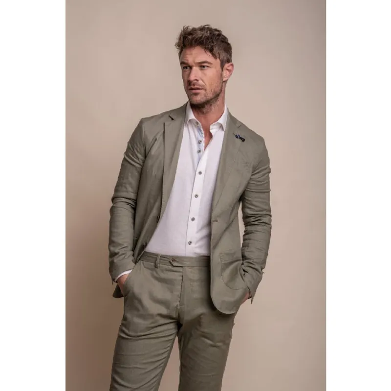 Alvari - Men's Sage Linen Summer 2 Piece Wedding Suit sold by Tru Clothing