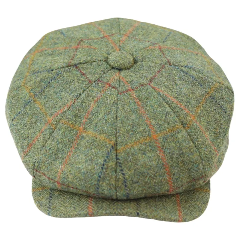 Men's 8 Panel Razor Hat Tweed Blinders Newsboy Green Check Flat Cap sold by Tru Clothing