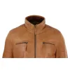 Men's Leather Jacket Zipped Biker High Collar sold by Tru Clothing