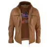 Men's Leather Jacket Zipped Biker High Collar sold by Tru Clothing