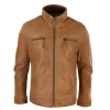 Men's Leather Jacket Zipped Biker High Collar sold by Tru Clothing