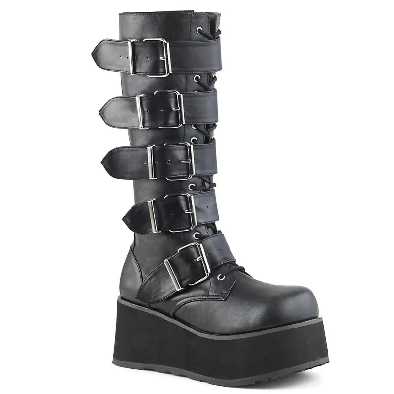 Wedge Knee High Boots Demonia TRASHVILLE 518 Boots Unisex Goth Punk EMO Platform sold by Tru Clothing