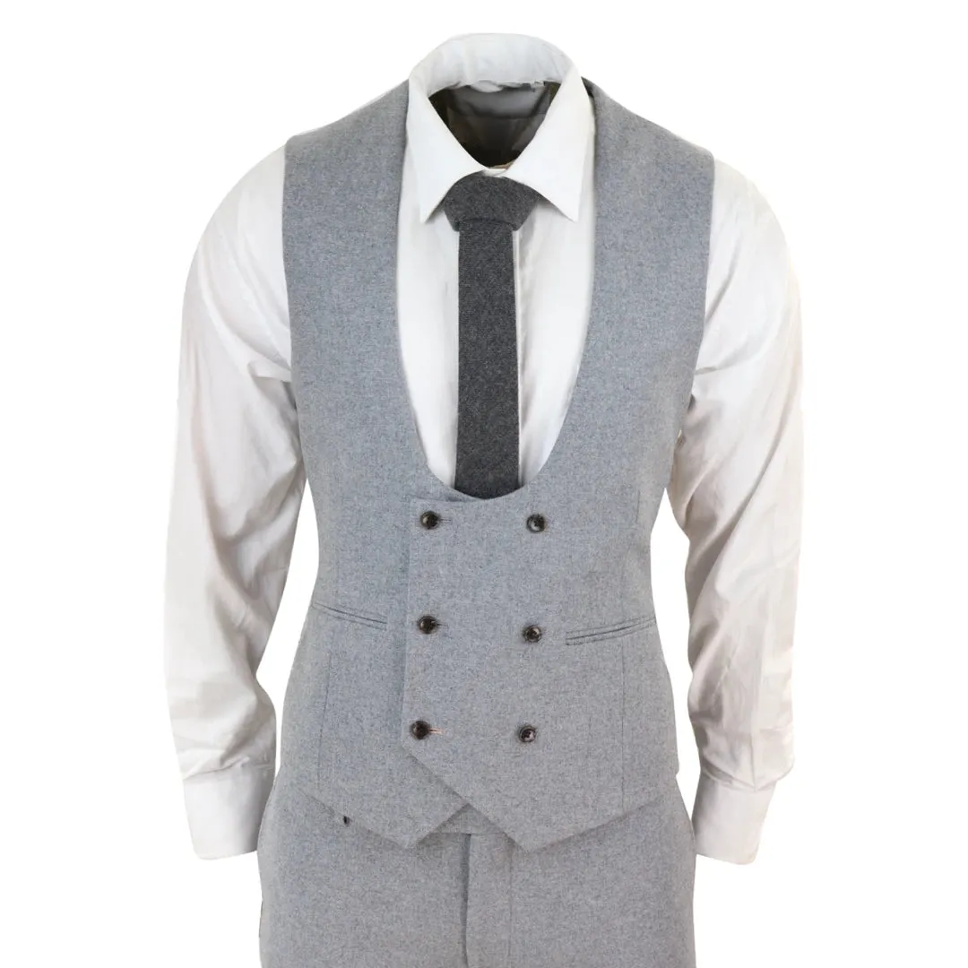 Men Wool 3 Piece Double Breasted Grey Suit sold by Tru Clothing product image thumbnail 4