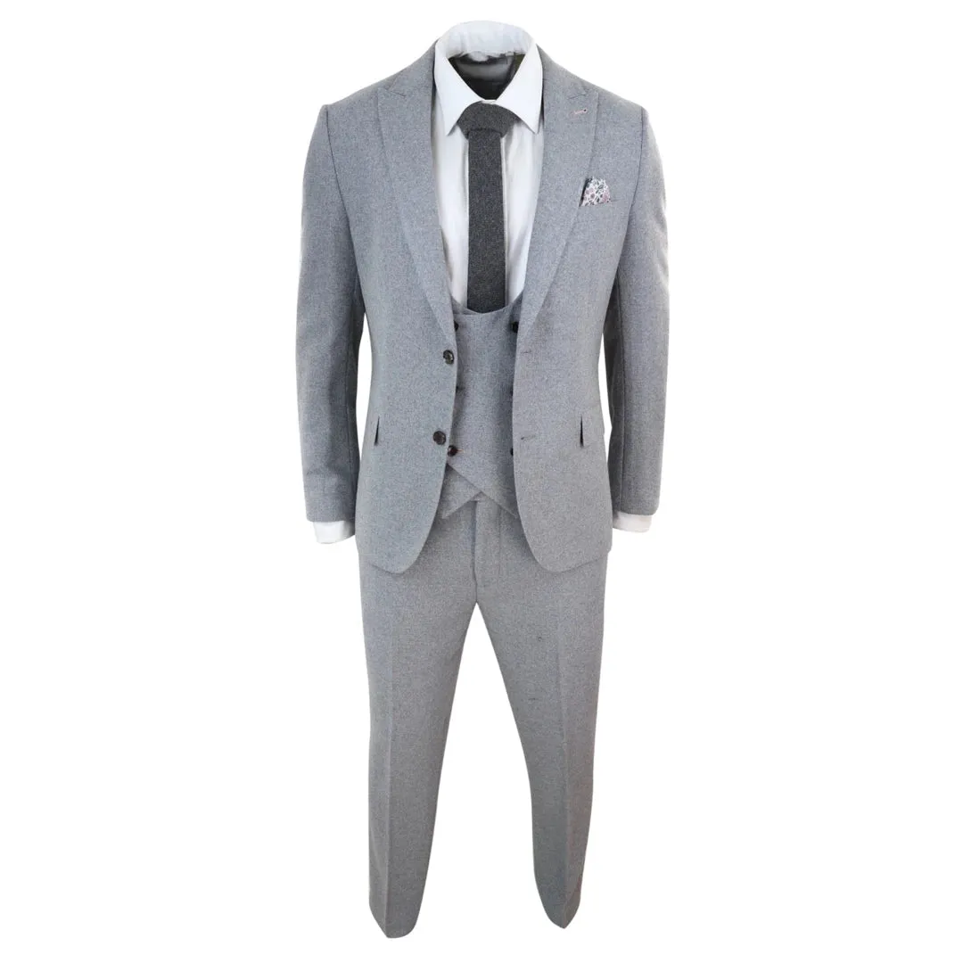 Men Wool 3 Piece Double Breasted Grey Suit sold by Tru Clothing product image thumbnail 2