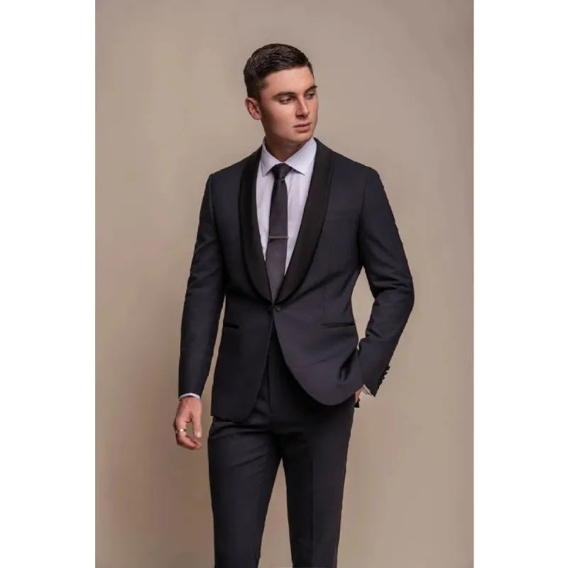 Aspen - Men's Plain Navy Tuxedo Blazer sold by Tru Clothing
