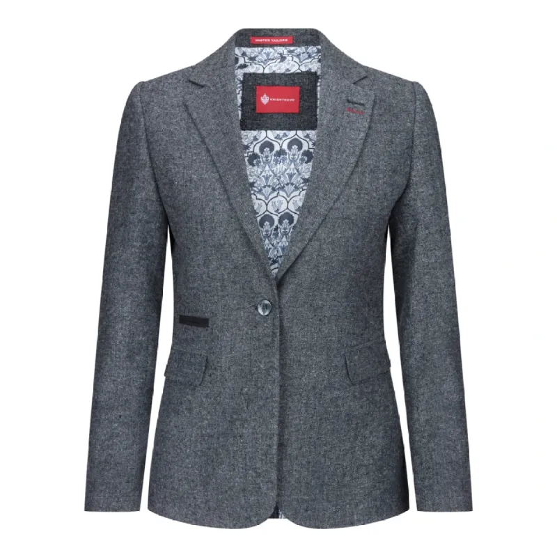 Womens Waistcoat Blazer Suit Wool Tweed Elbow Patch 1920s Vintage Classic Grey sold by Tru Clothing