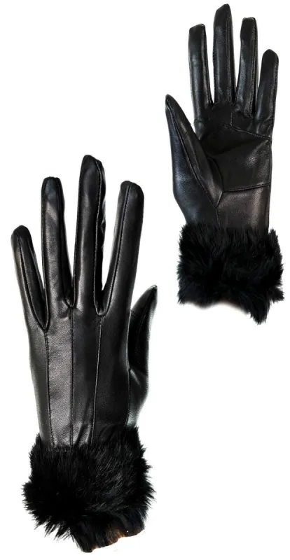 9001 - Women's Leather Winter Gloves Warm Fur Fleece Touch Screen sold by Tru Clothing
