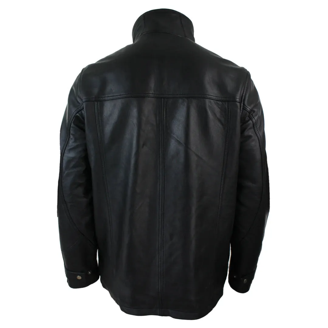Men's 3/4 Leather Safari Jacket Overcoat Removable Double Zip Black Brown sold by Tru Clothing product image thumbnail 4