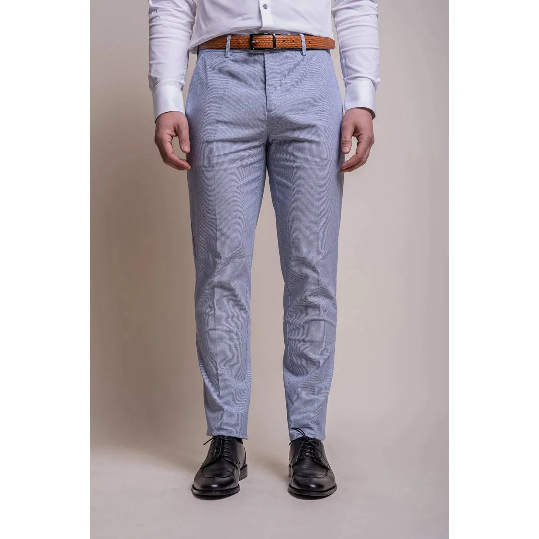 Fredrik - Men's Light Blue Summer Trousers sold by Tru Clothing