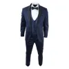 Simon - Men's Marc Darcy Velvet Paisley Blue Fit 3 Piece Suit Tuxedo Wedding sold by Tru Clothing
