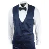Simon - Men's Marc Darcy Velvet Paisley Blue Fit 3 Piece Suit Tuxedo Wedding sold by Tru Clothing