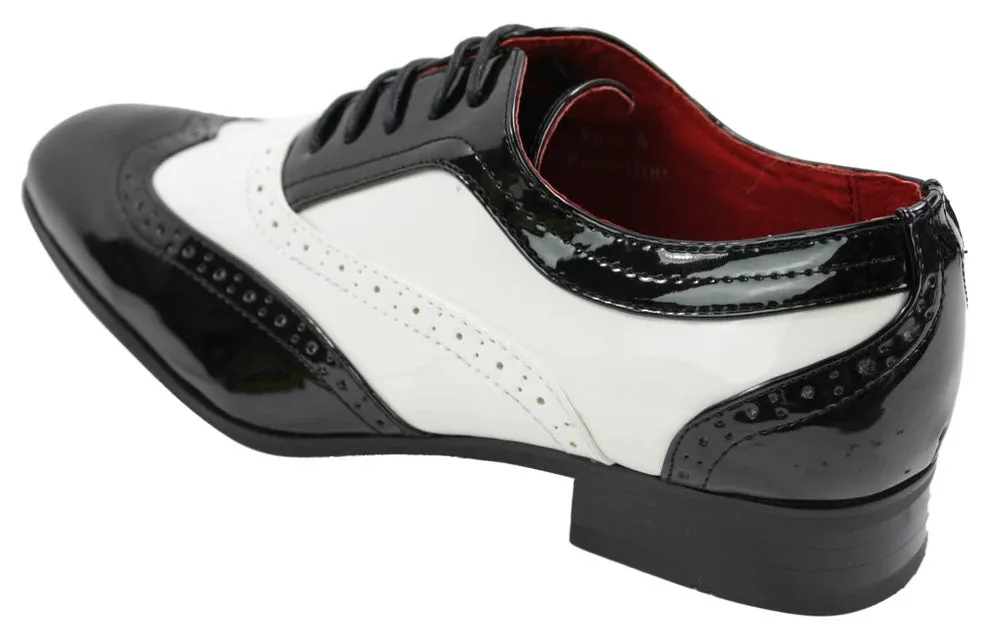 Mens Italian Design Black Red White Design Laced Leather Shiny Patent Shoes sold by Tru Clothing product image thumbnail 3