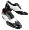 Mens Italian Design Black Red White Design Laced Leather Shiny Patent Shoes sold by Tru Clothing