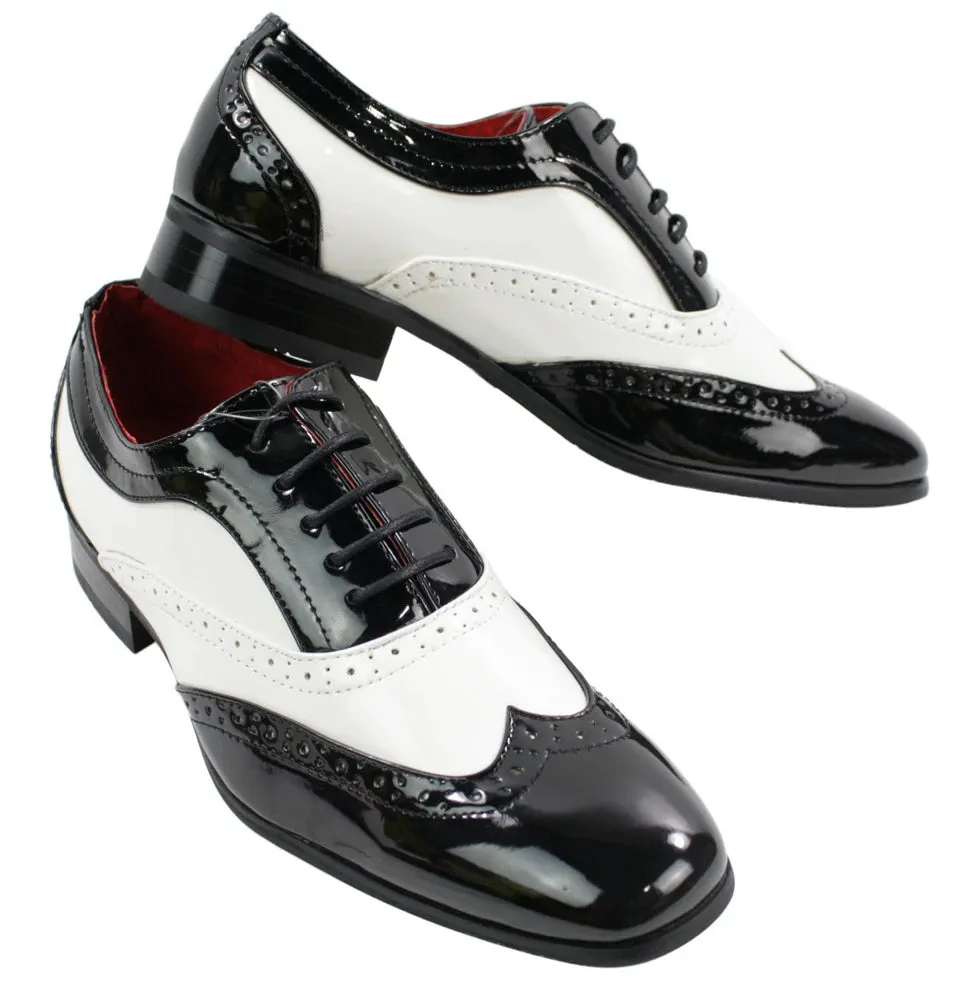 Mens Italian Design Black Red White Design Laced Leather Shiny Patent Shoes sold by Tru Clothing product image thumbnail 2