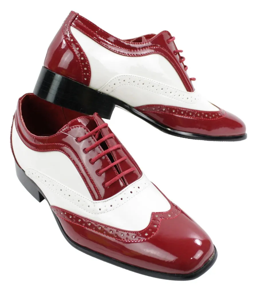 Mens Italian Design Black Red White Design Laced Leather Shiny Patent Shoes sold by Tru Clothing product image thumbnail 5