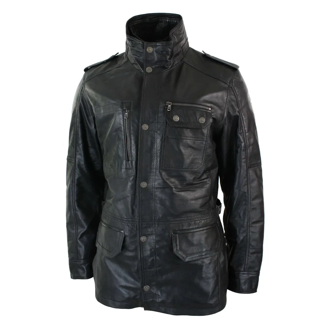 Men's 3/4 Safari Parka Leather Jacket sold by Tru Clothing product image thumbnail 3