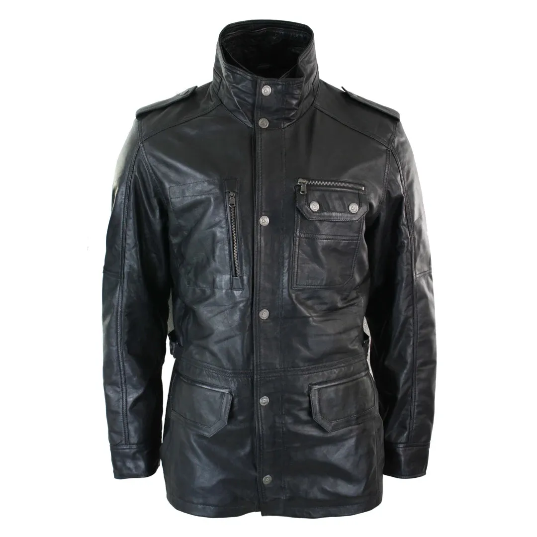 Men's 3/4 Safari Parka Leather Jacket sold by Tru Clothing