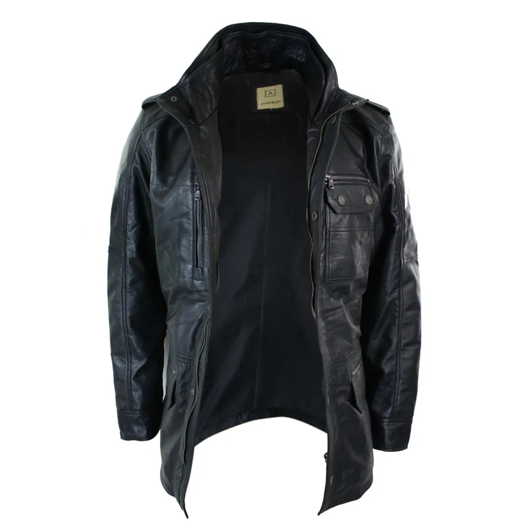 Men's 3/4 Safari Parka Leather Jacket sold by Tru Clothing product image thumbnail 5