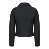 Women's Cross Zip Biker Leather Jacket Matt Black Stitch sold by Tru Clothing