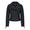 Women's Cross Zip Biker Leather Jacket Matt Black Stitch sold by Tru Clothing