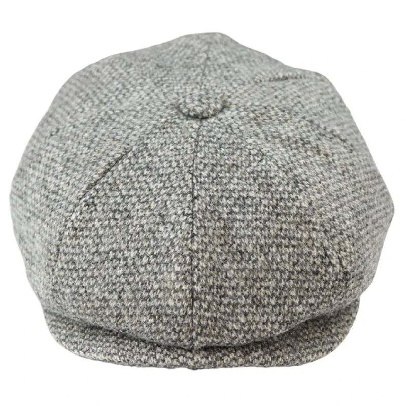 8 Panel Baker Boy Cap Shelby Hat Wool Tweed Classic Light Grey Razor sold by Tru Clothing