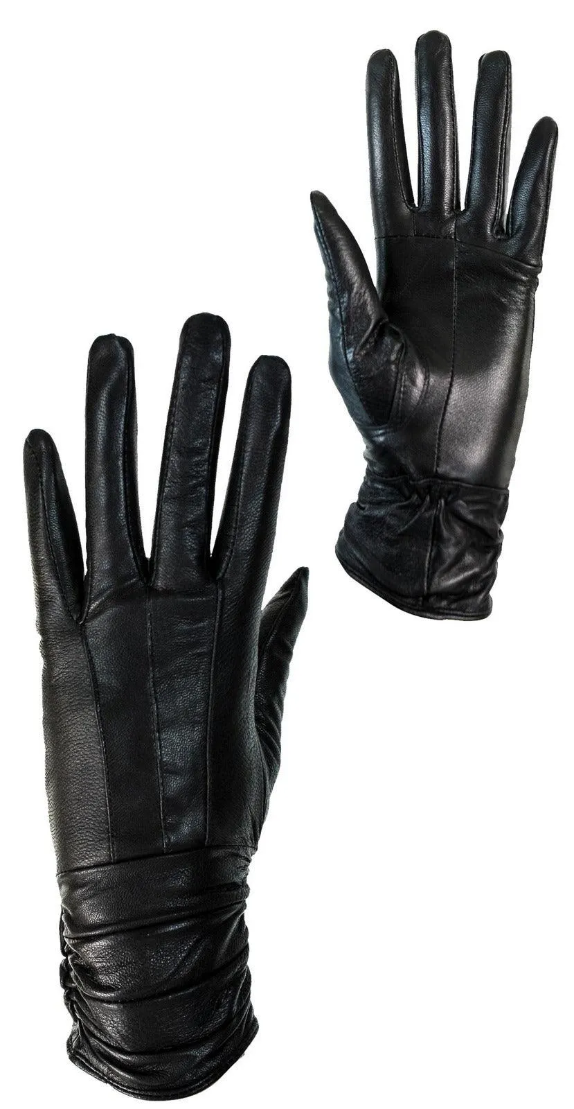 6067 - Women's Leather Winter Gloves Fur Fleece Lined Warm Touch Screen sold by Tru Clothing