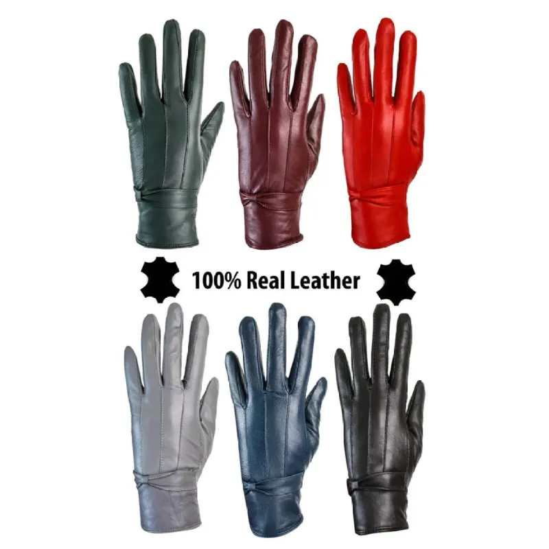 9006 - Women's Leather Winter Gloves Fleece Lined sold by Tru Clothing