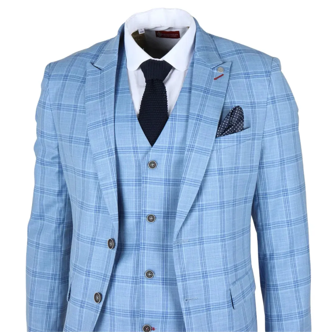 Plowman - Men's Light Blue Checked Blazer sold by Tru Clothing product image thumbnail 2