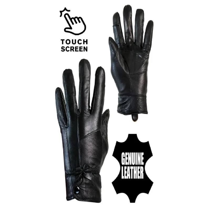 7158 - Women's Leather Winter Gloves Fur Fleece Lined Warm Touch Screen sold by Tru Clothing