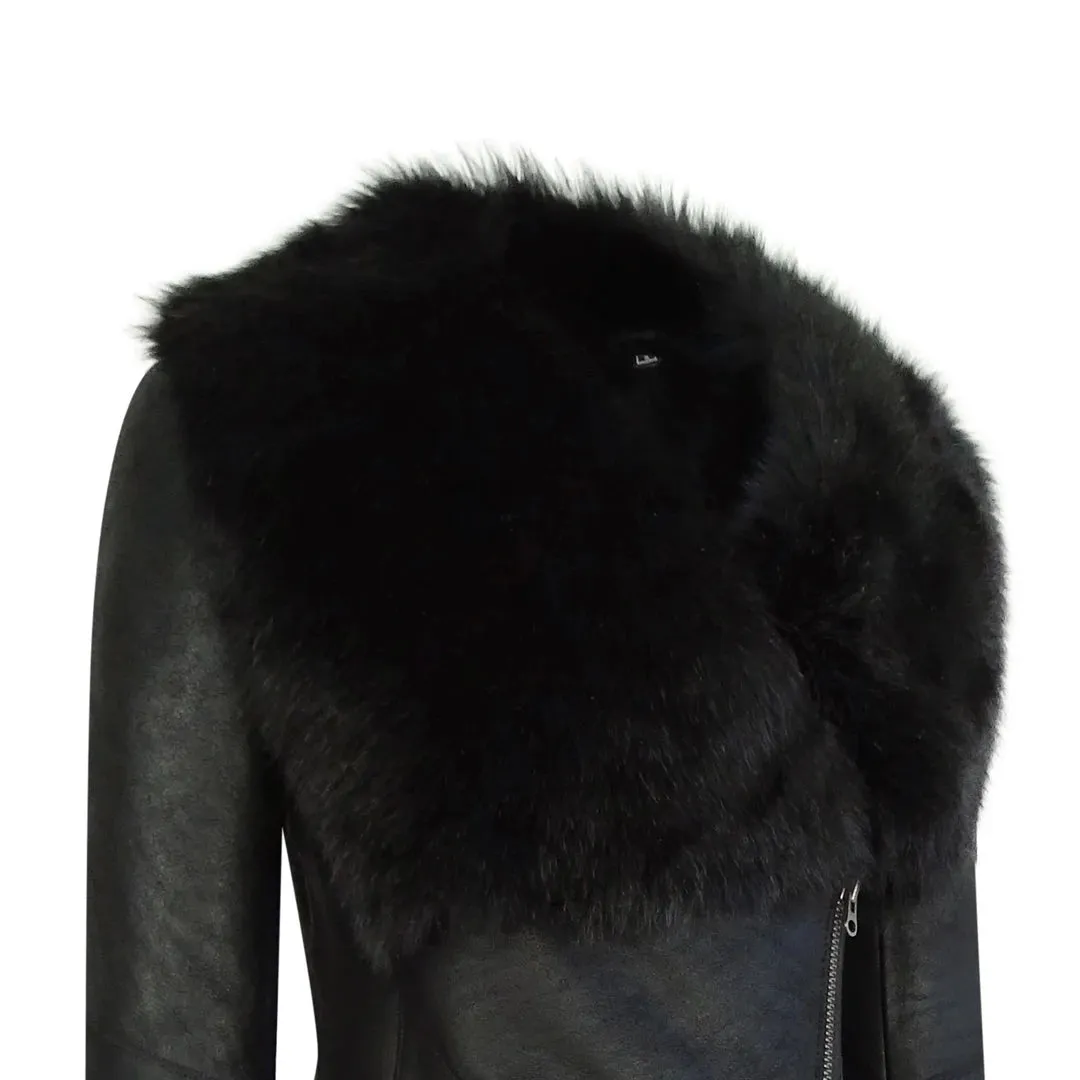 Women's 3/4 Cross Zip Toscana Sheepskin Jacket Black Italian Leather sold by Tru Clothing product image thumbnail 3
