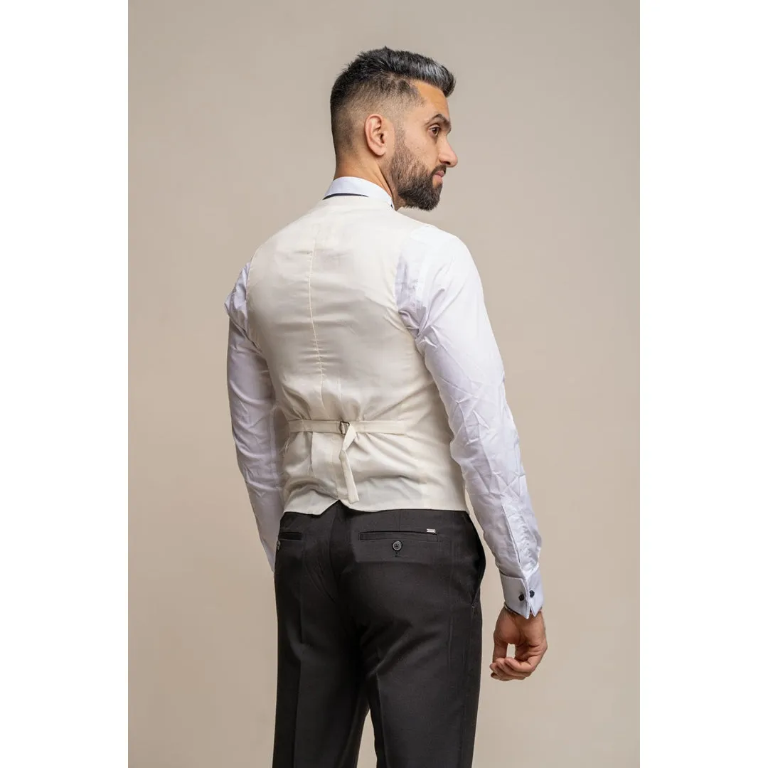 Marco - Men's Double Breasted Scoop Cream Waistcoat sold by Tru Clothing product image thumbnail 3