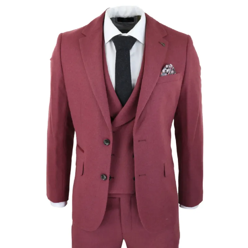 57298-Eton - Men's Wool 3 Piece Burgundy Red Suit Double Breasted Wedding Party 1920s sold by Tru Clothing