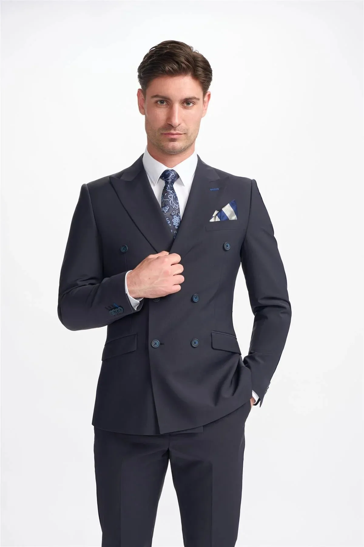 Bond - Men's Dark Navy Double Breasted Blazer sold by Tru Clothing