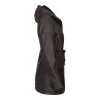 Women's Leather Peacoat Hooded Parka Jacket Navy Blue Brown sold by Tru Clothing