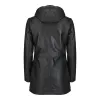 Women's Leather Peacoat Hooded Parka Jacket Navy Blue Brown sold by Tru Clothing