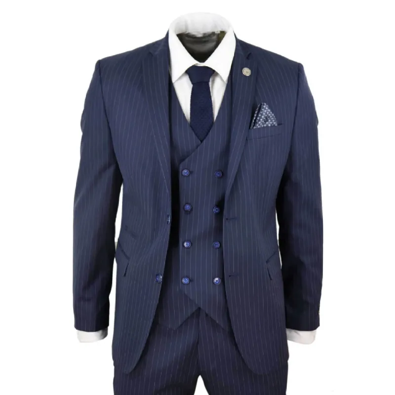 STZ41 - Men's 3 Piece Suit Gatsby 1920s Gangster Pinstripe sold by Tru Clothing