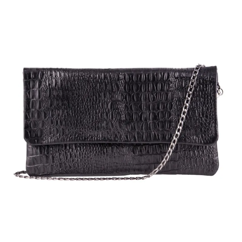Women's Leather Patent Clutch Shoulder Bag Metal Chain Cross Body sold by Tru Clothing