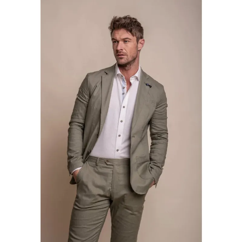 Alvari - Men's Sage Linen Summer Blazer sold by Tru Clothing
