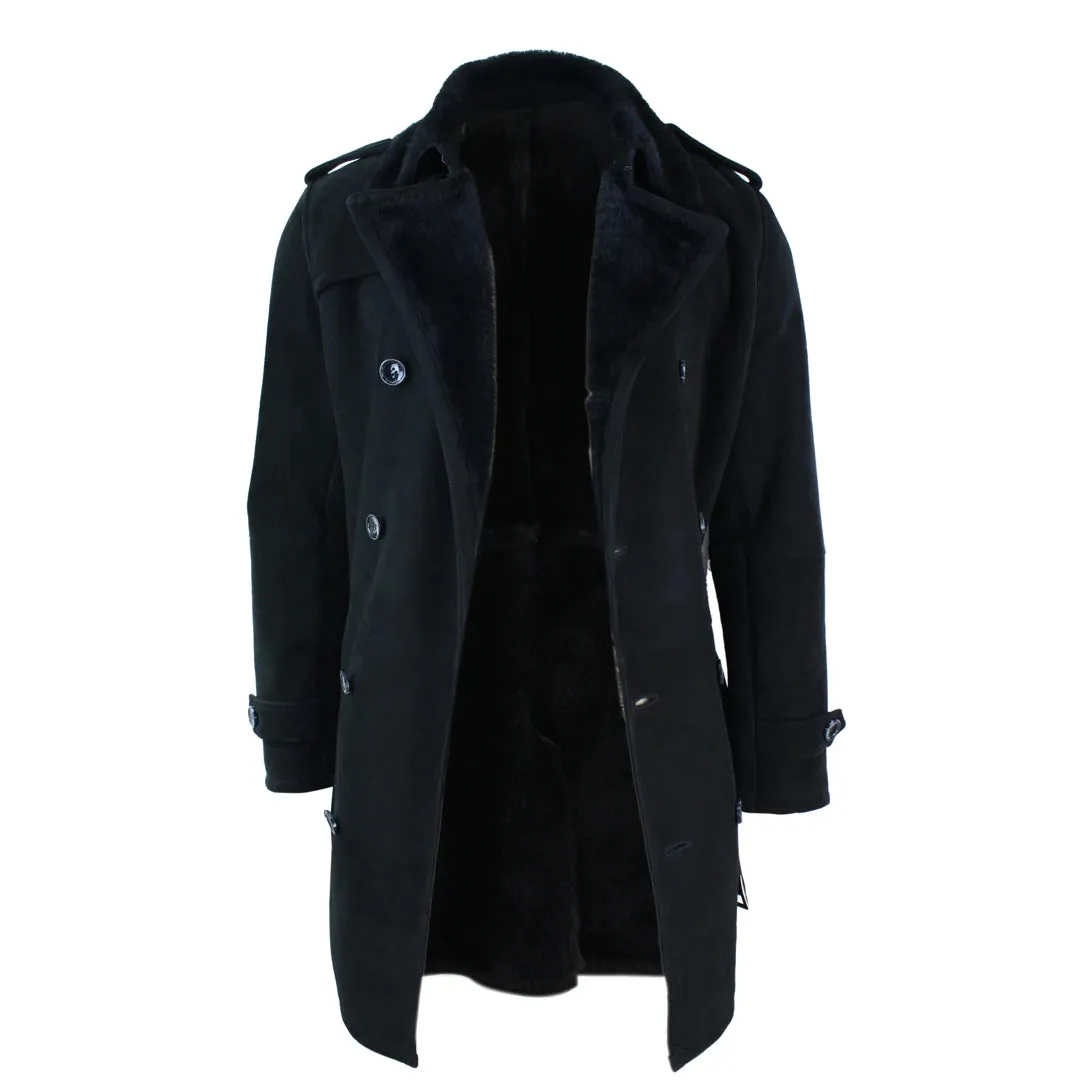 Men's Sherling Sheepskin Double Breasted Belted Crombi 3/4 Overcoat sold by Tru Clothing product image thumbnail 5