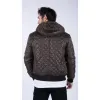 Men's Quilted Hooded Puffer Jacket Brown Badge Bomber Pilot Air Force sold by Tru Clothing
