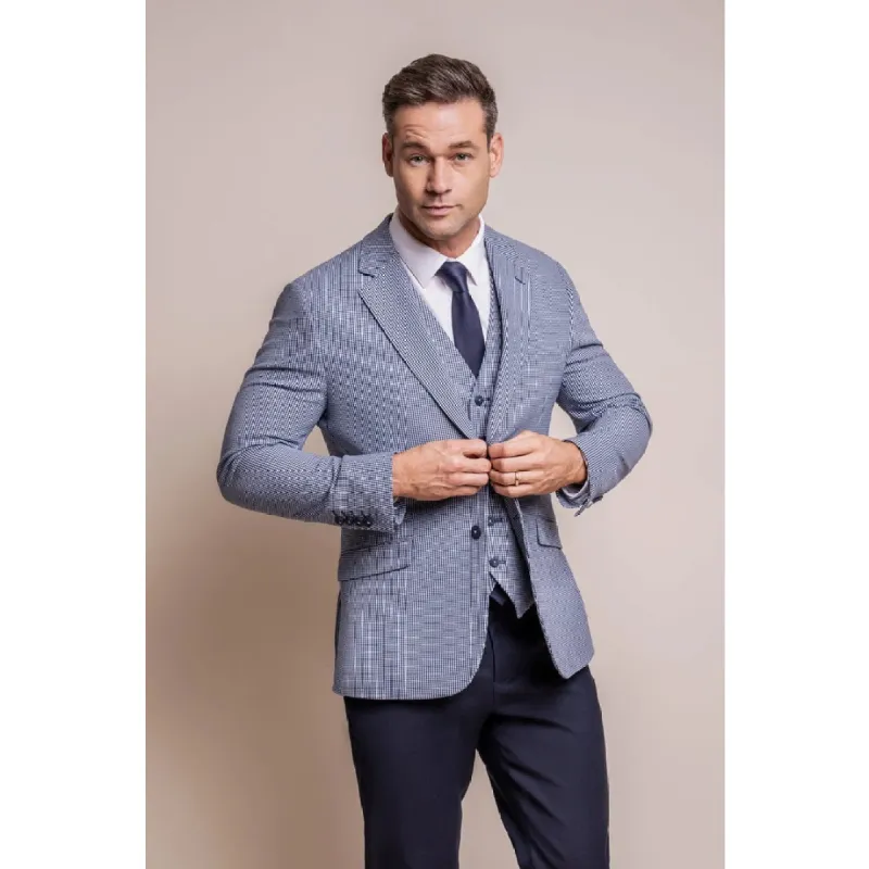 Baresi - Men's Blue Check Summer Blazer made by House of Cavani