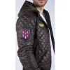 Men's Quilted Hooded Puffer Jacket Brown Badge Bomber Pilot Air Force sold by Tru Clothing