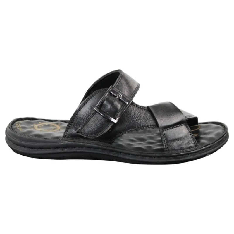 Wyndham W07 - Mens Real Leather Slip On Mules Sandals Strap Buckle Premium Comfort Waterproof Walking sold by Tru Clothing