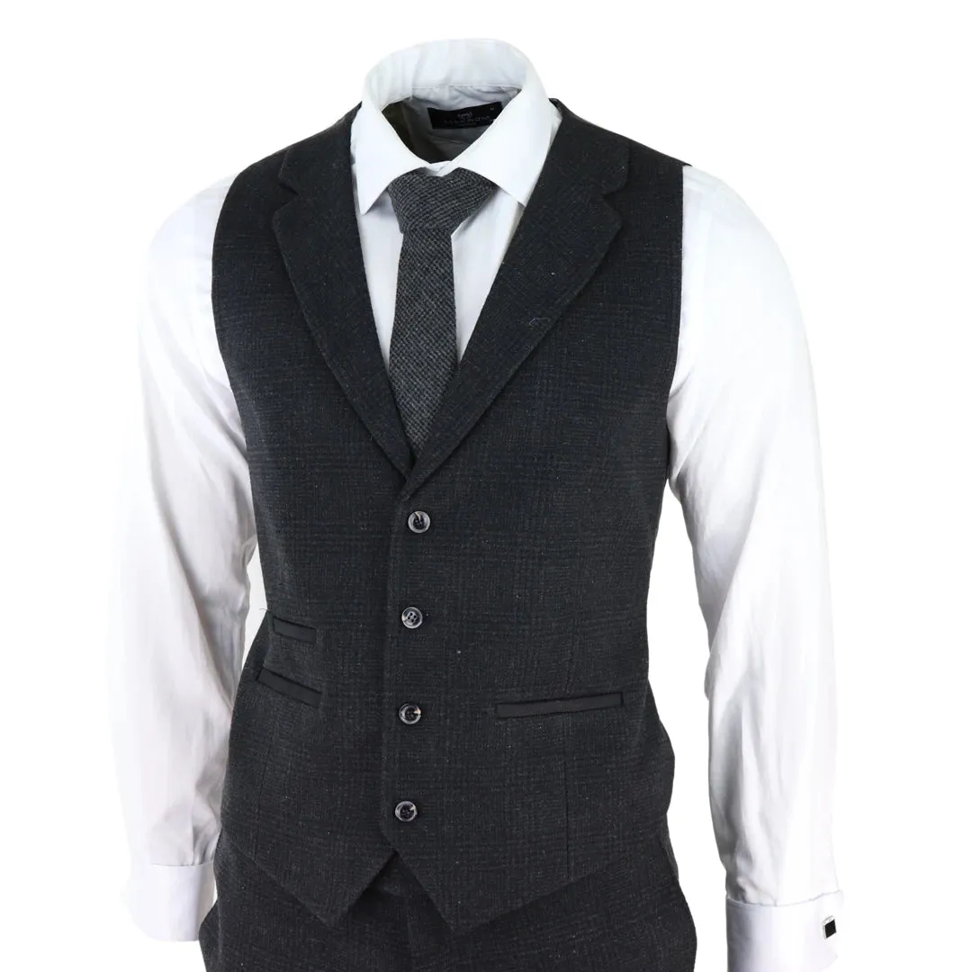 AK-11 - Men's Black Tweed 3 Piece Suit Check 1920s Gatsby Blinders sold by Tru Clothing product image thumbnail 5
