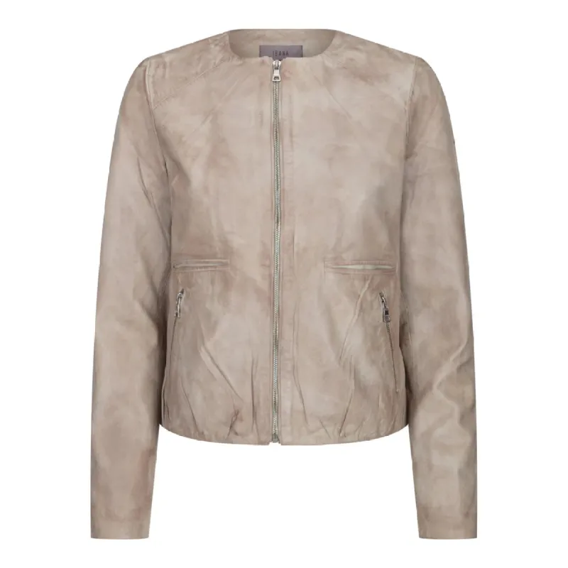 Women's Leather Beige Biker Jacket Classic Motorcycle sold by Tru Clothing
