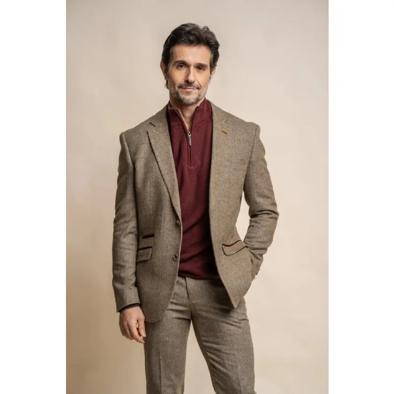 Gaston - Men's Tweed Olive Check Blazer sold by Tru Clothing