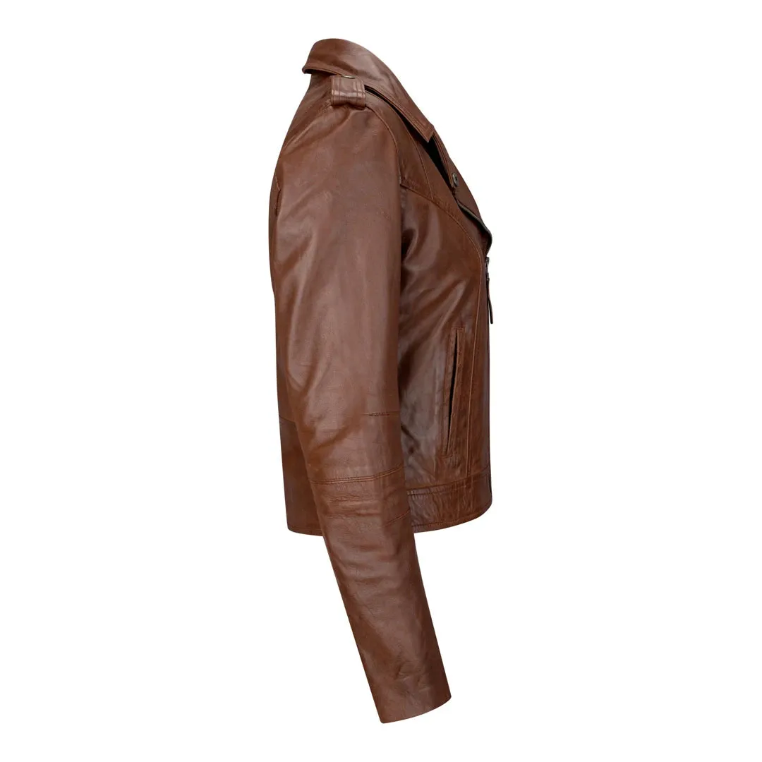 Women's Leather Brown Short Leather Jacket sold by Tru Clothing product image thumbnail 2