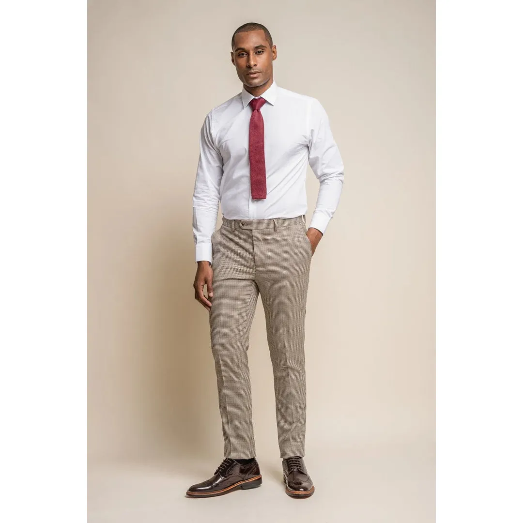 Elwood - Men's Beige Check Houndstooth Trousers sold by Tru Clothing product image thumbnail 2