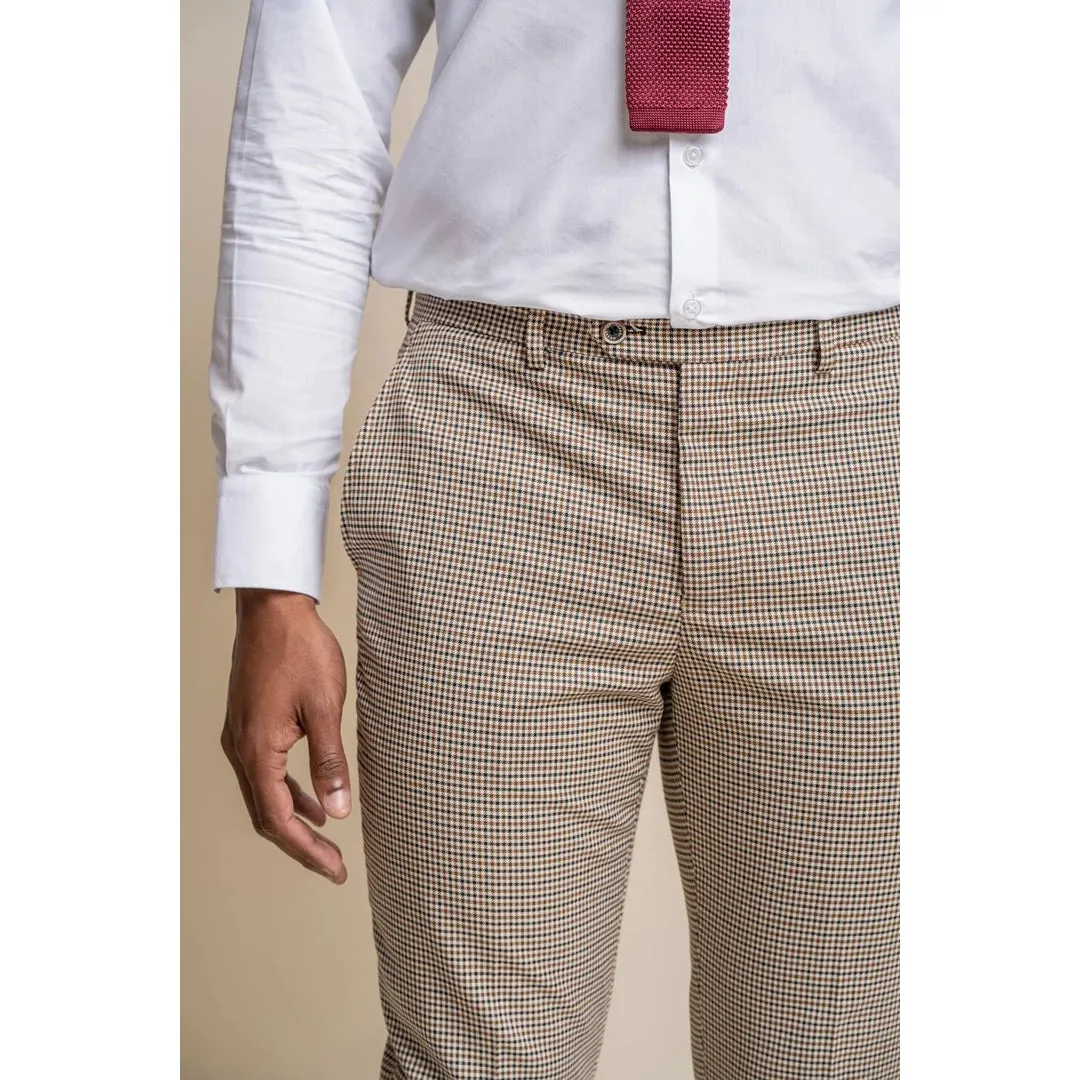 Elwood - Men's Beige Check Houndstooth Trousers sold by Tru Clothing product image thumbnail 3