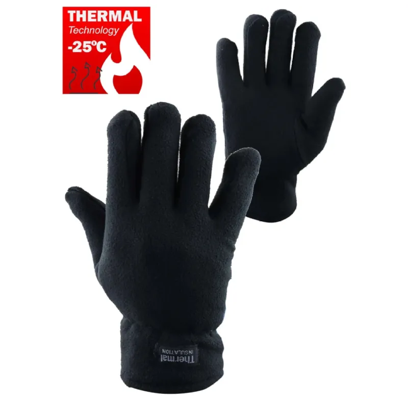 Men's Thermal Insulated Lined Warm Gloves One Size Stretch Classic Black sold by Tru Clothing